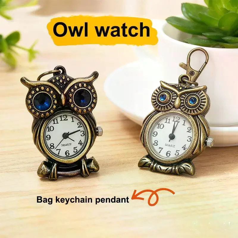 Tiny Cute Owl Shaped Pendant Pocket Watch For Kid Men Women Retro Quartz Pocket Clock Gifts Arabic Numerals Dial
