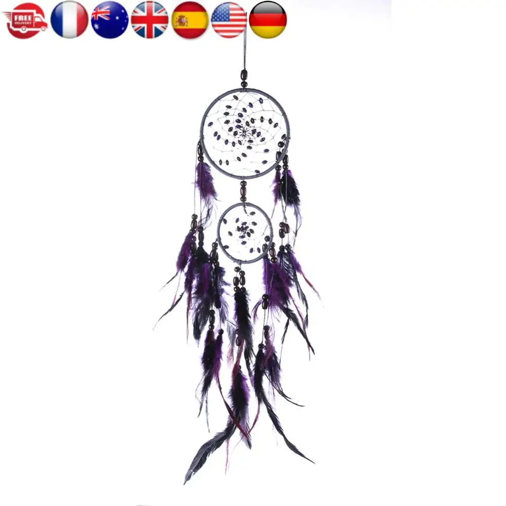 الأرجواني ريشة حلم الماسك قلادة المنسوجة يدويا سيارة ديكور قلادة حلقتين الفن الحرف رومانسية الإبداعية لتزيين الحفلات