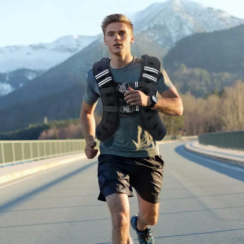 Gilet lesté de 13,8 kg avec bande réfléchissante, boucle réglable, gilet lesté pour hommes et femmes, dispositif d'entraînement pour la musculation, la course à pied, le jogging, la remise en forme et la perte de poids