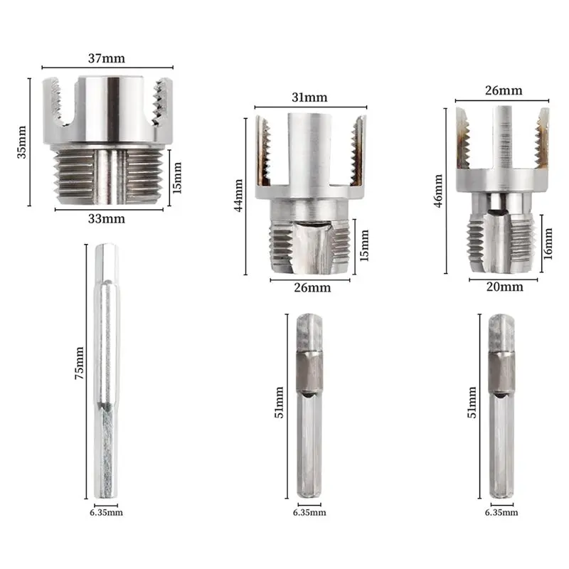 ELEG-Internal& External Pipe Threading Tool 3 Pcs Integrated Dual-Function Pipe Thread Cutting Tool For 1/2", 3/4", 1" PVC