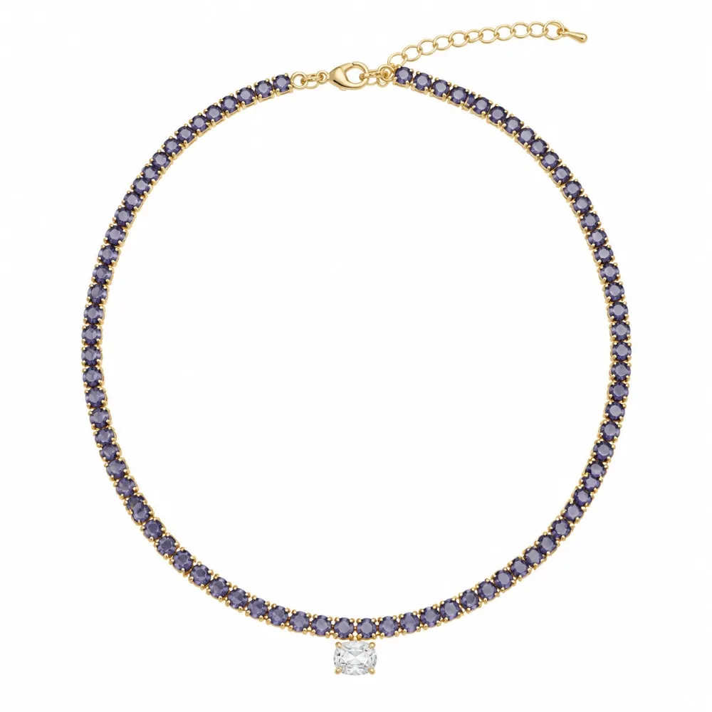 Lightweight Tennis Necklace Classic Tennis Silhouette Secure Clasp Macaron Color Necklace Closely Set Rhinestone