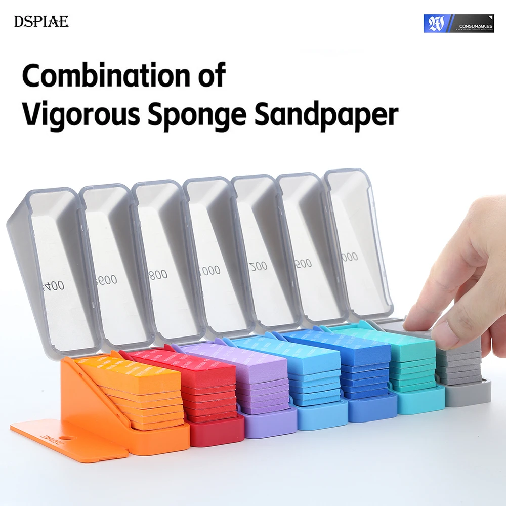 DSPIAE XSS-S01 Power Sponge Sandpaper Set Includes storage case Neat and tidy Soft Fit For Gundam Military Model