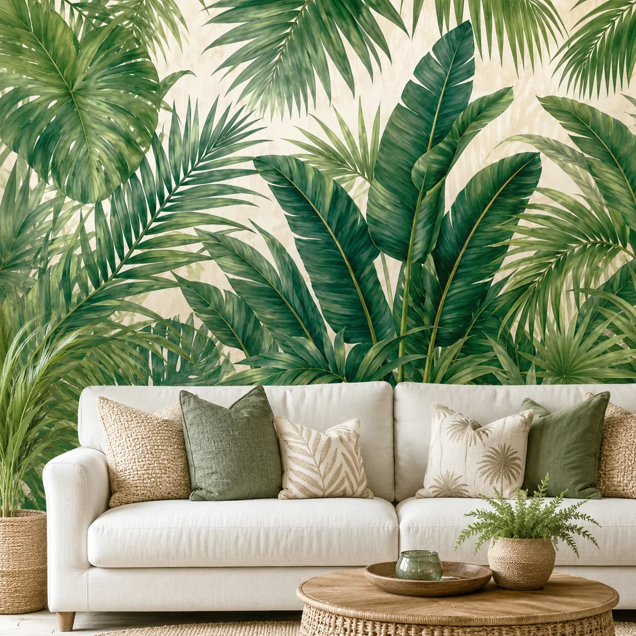 Tropical Palm Leaf Wallpaper Mural Green Botanical Jungle Wall Decor Living Room Bedroom Non Self Adhesive