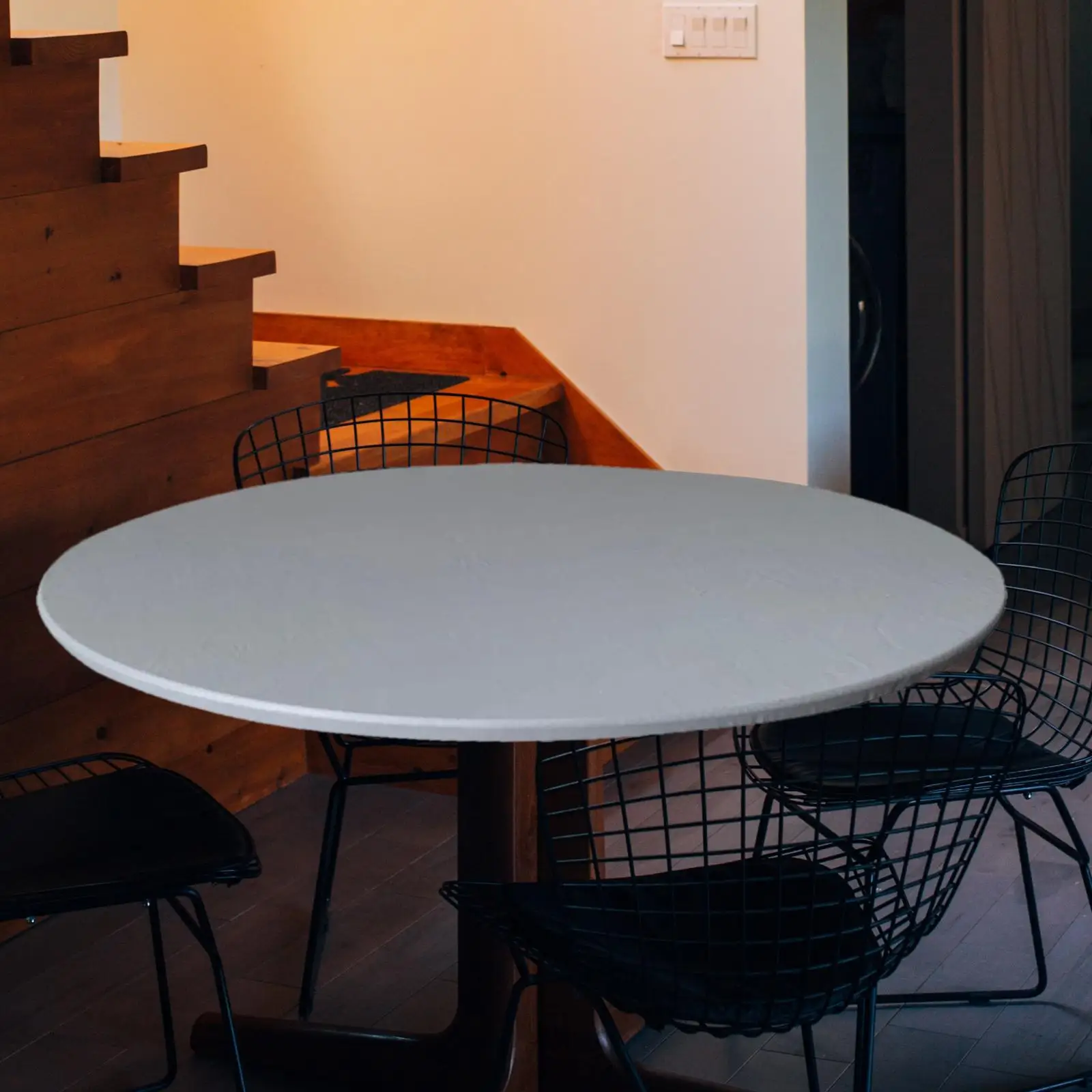 Fitted Round Table Cloth Protector Waterproof Heat Resistant Dining Cover Pad for Home Cafe Outdoor Use 120cm