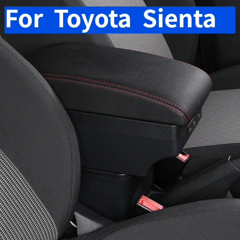 

For Toyota Sienta Armrest Box Car Styling Decoration Central Store Content USB Interface Box Large Space Accessories
