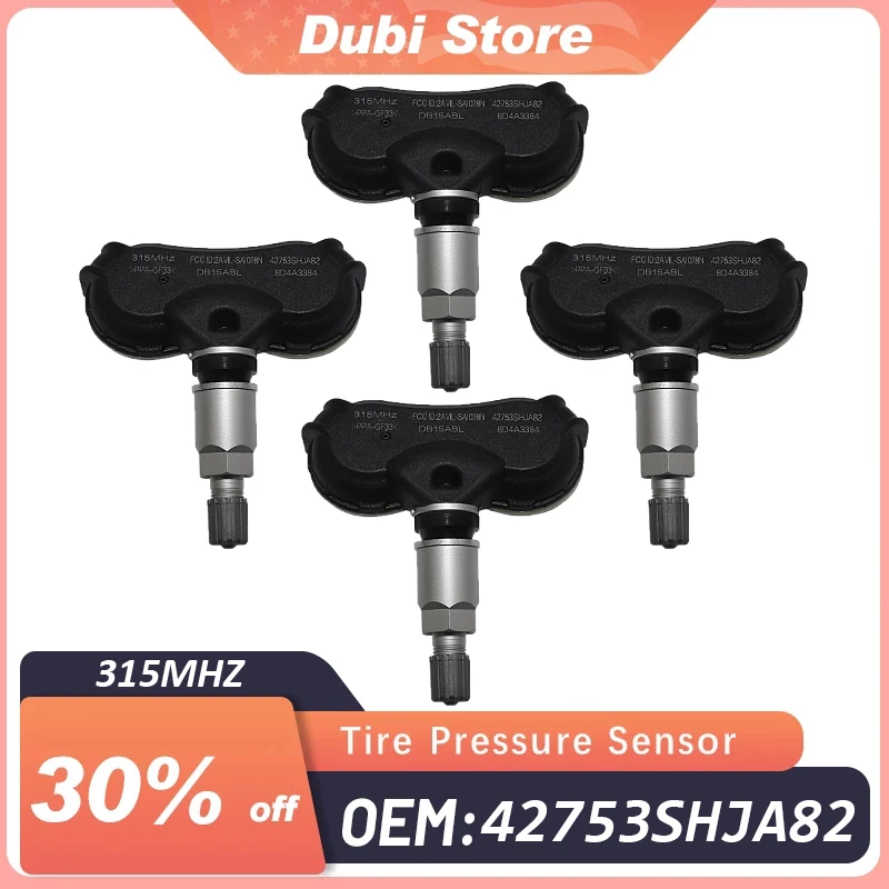 4Pcs TPMS Tire Pressure Sensor For Honda Odyssey 2008-2010 Element 2008 Ridgeline 2009-2014 315MHz 42753-SHJ-A820-M1 42753SHJA82