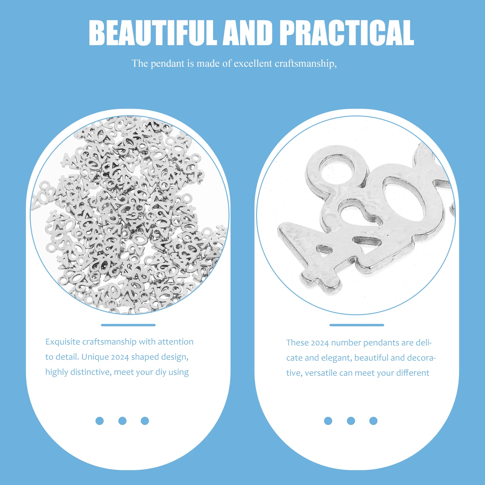 100Pcs Zinc Alloy 2024 Pendant Durable Number Charms for DIY Jewelry Making Bracelets Necklaces Crafts 2024 Charm