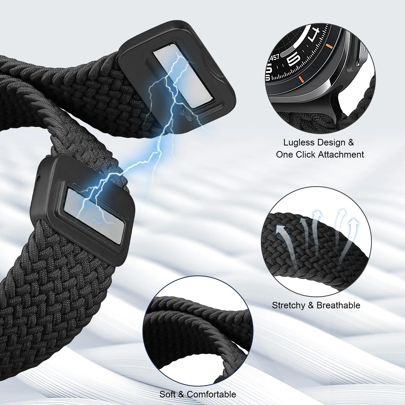 For Samsung Galaxy Watch Ultra Strap 47mm Accessories Magnetic Nylon Braided wrist belt Bracelet Correa Galaxy Watch7 Ultra Band