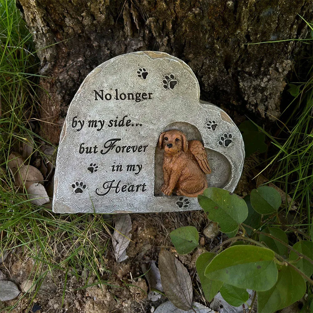Dog Memorial Stone Resin Wear Resistant Pet Grave Marker Outdoor Garden Memorial Statue Tribute Gift Pet Grave Markers