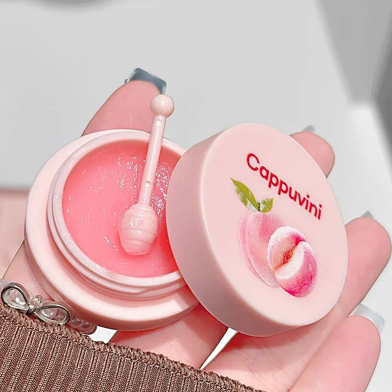 CAPPUVINI Peach Peach Lip Care Set Moisturizing Hydrating Lip Mask Lip Balm Smooth Lip Lines Student Daily Lip Treatment