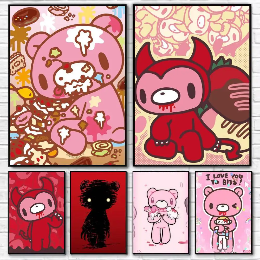 G-GloomyS Cartoon B-Bear Poster Self-adhesive Art Waterproof Paper Sticker Coffee House Bar Room Wall Decor