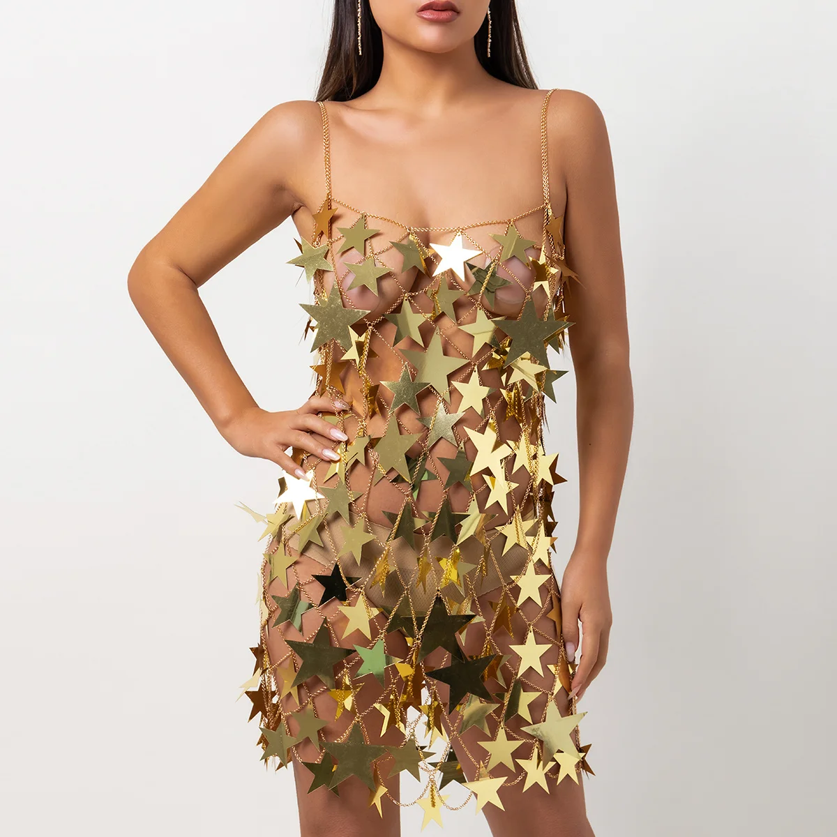 Ingesight. z einzigartige Big Star Pailletten Quaste Mini Top und Rock Frauen sexy Bikini Taille Kette Körpers chmuck Festival Rave Outfit – Detail 19