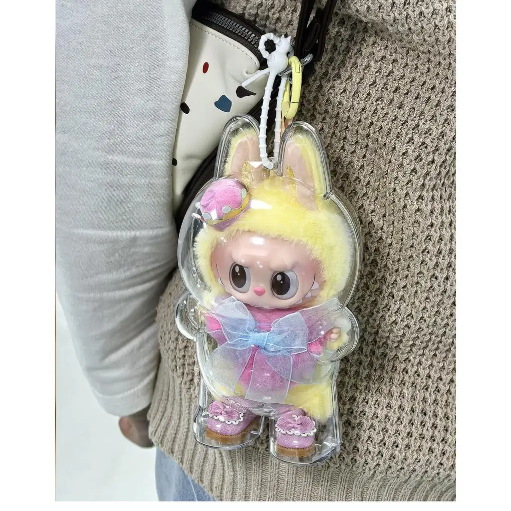 For Labubu Fall in Wild transparent protective case Storage For Plush Dolls Display Bag No Doll Portable Cable Organizer Box
