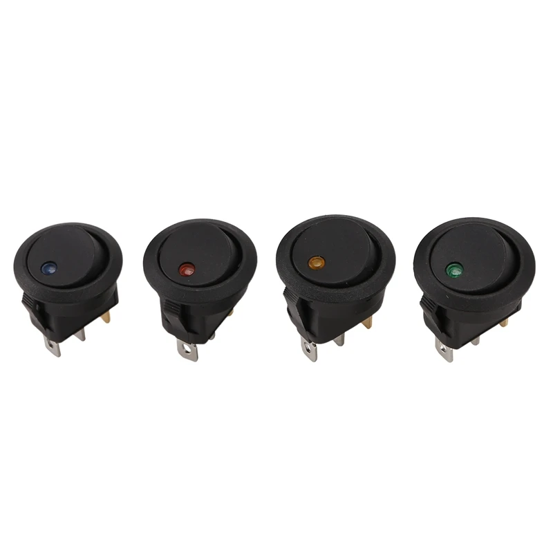 

ABPP-24Pcs Round Dot Rocker Toggle Switch 20A 12V DC On/Off Control For Car Or Boat With LED Light