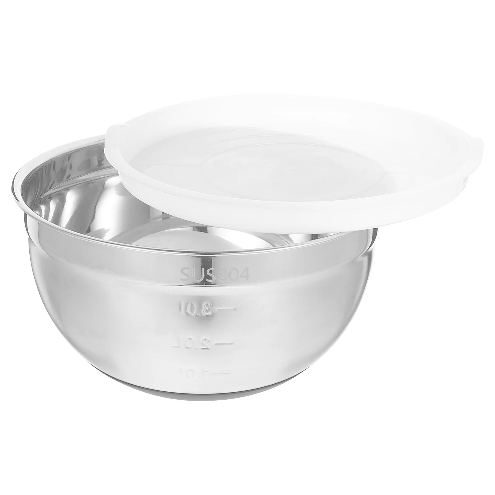 Ciotola per miscelazione in acciaio inossidabile con coperchio base in silicone Antiscivolo a prova di polvere Frusta da cucina Frullino per le uova Servire insalata di verdure