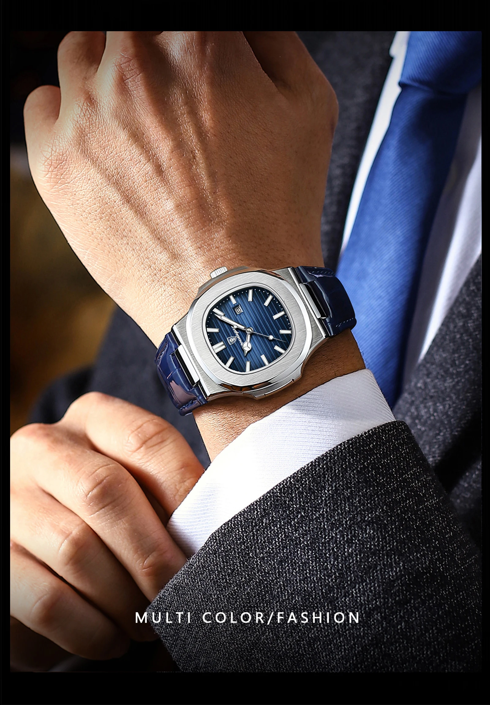 POEDAGAR Top Platz Mann Uhr Datum Wasserdicht Leucht Luxus Männer Armbanduhr Hohe Qualität Leder herren Quarz Uhren + Box reloj – Detail 11