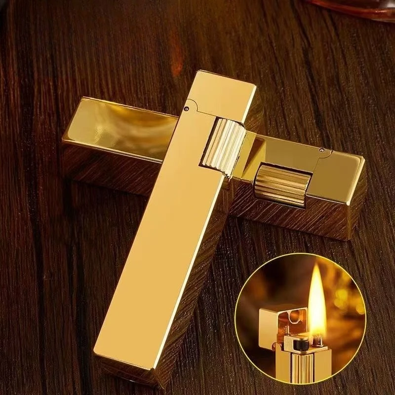 Retro Handmade Brass Dragon Column Four-sided Carving Lighter Mens Trendy Personalized Grinding Wheel Kerosene Lighter Wholesale