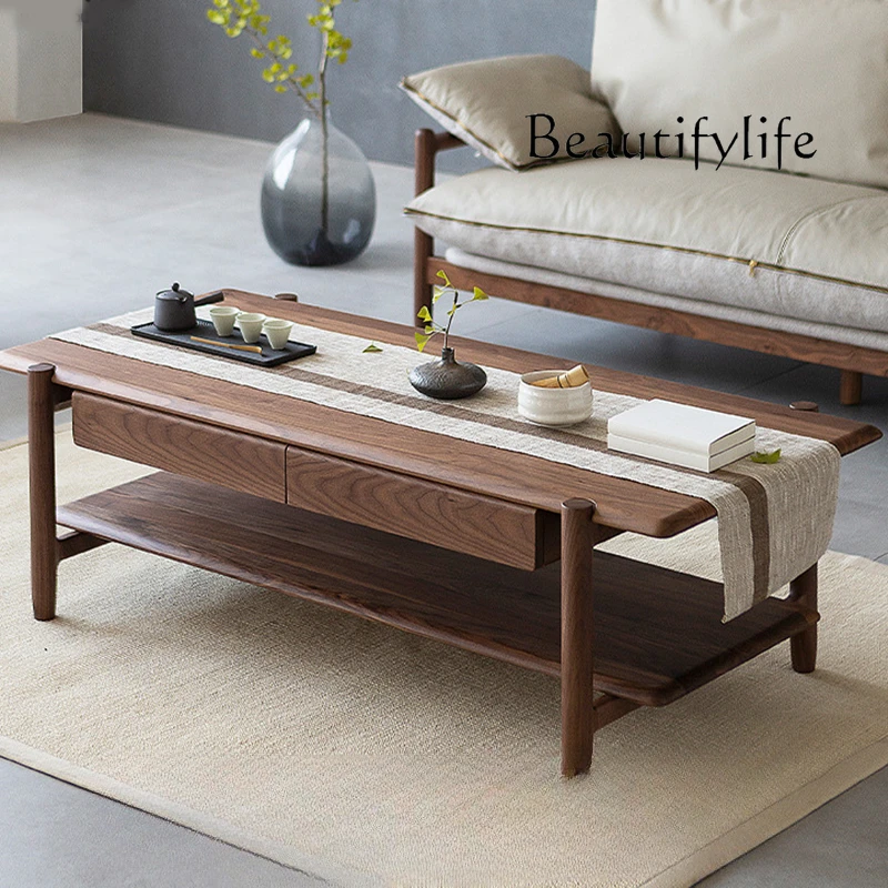 Sili Style Household Minimalist Japanese Style Living Room Small Apartment Ash Wood Tea Table Solid Wood Tea Table