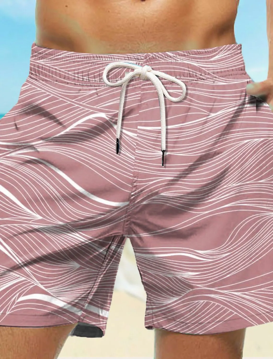 Men's Quick Drying Board Shorts Swim Trunks with Drawstring Waves Graphic Print Casual Holiday Hawaiian Style