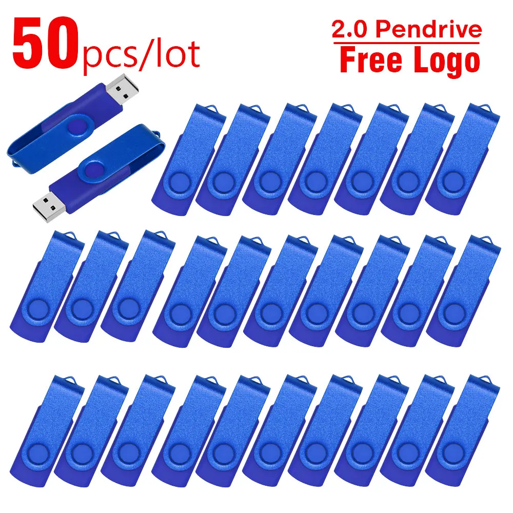 50 ชิ้น/ล็อตฟรีโลโก้ที่กําหนดเอง USB 2.0 แฟลชไดรฟ์ 16GB Rotatable High Speed Memory Stick 4GB 8GB สีสันธุรกิจของขวัญไดรฟ์ปากกา