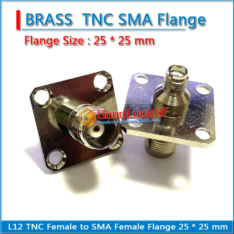 L12 TNC Female to SMA Female with 4 hole Flange Panel Mount 25 * 25 mm Brass Coaxial RF Connector Adapters