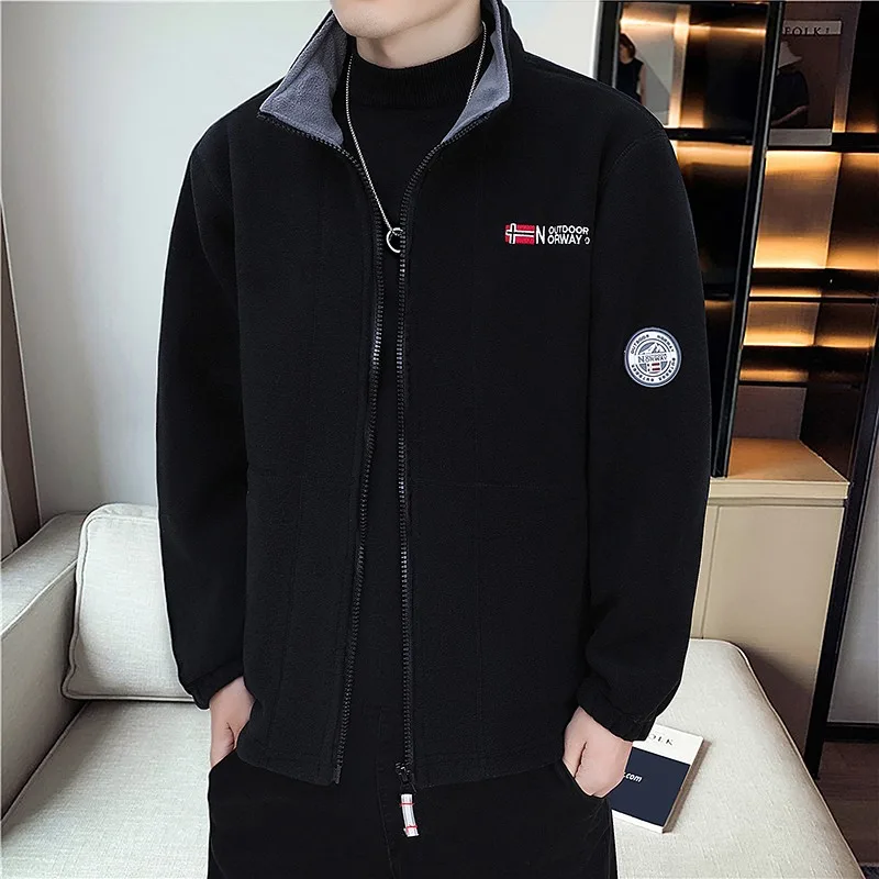 LEOSOXS - Chaqueta de invierno para hombre, chaqueta polar informal de color sólido, abrigo cálido grueso antifrío, abrigo exterior de talla grande