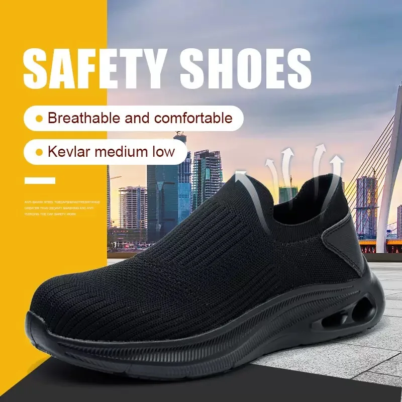 Lazy-Style Impact- and Puncture-Resistant Summer Safety Shoes with Large Mesh Upper: Lightweight Work Shoes