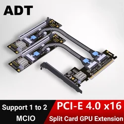 ADT PCIe 4.0 x16 MCIO Graphics Card Split Card Extender Cable GEN4 PCI-E X16 to X8 X8 Bifurcation Adapter Riser Card SFF-TA-1016