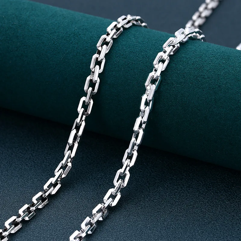 s925 sterling silver necklace for men thick type men's bracelet glossy necklace trendy unique Thai silver chain fashion ornament