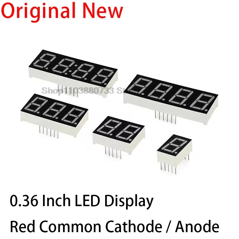 5PCS 0.36 inch LED display 7 Segment 1 Bit/2 Bit/3 Bit/4 Bit Digit Tube Red Common Cathode / Anode Digital 0.36 inch led