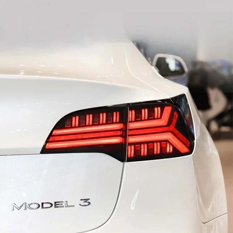 High-quality Car Model 3 Accessories Taillight LED Fishbone Clear Rear Tail Lights For Teslas  Model 3