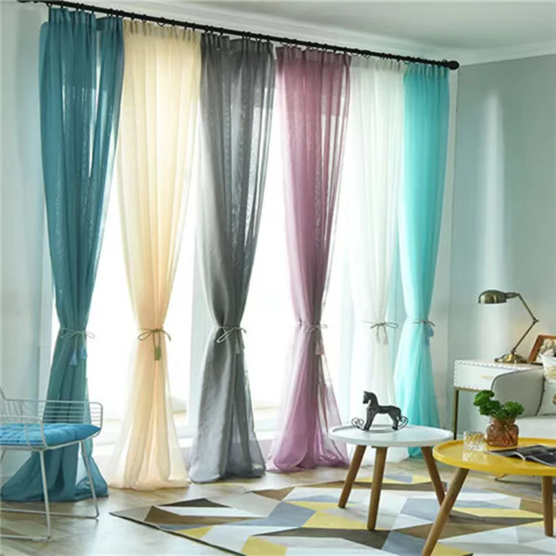 Simple Style  Romantic Home Decoration  Perspective Curtains Living Room Window Curtains Tulle Sheer Curtains Window screening