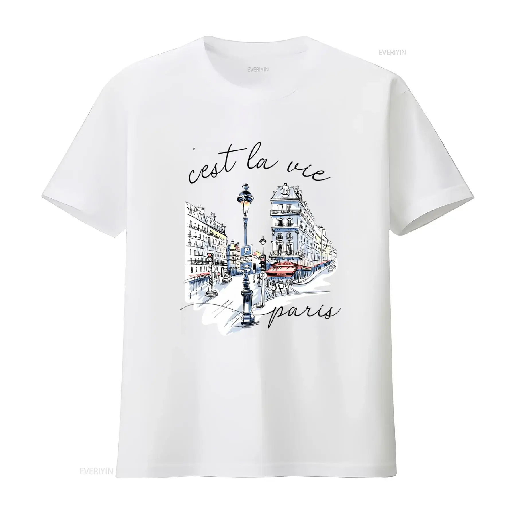 Parisian Charm C'est La Vie T Shirt Soft Comfortable and Stylish for All Occasions vintage Washed Breathable streetwear