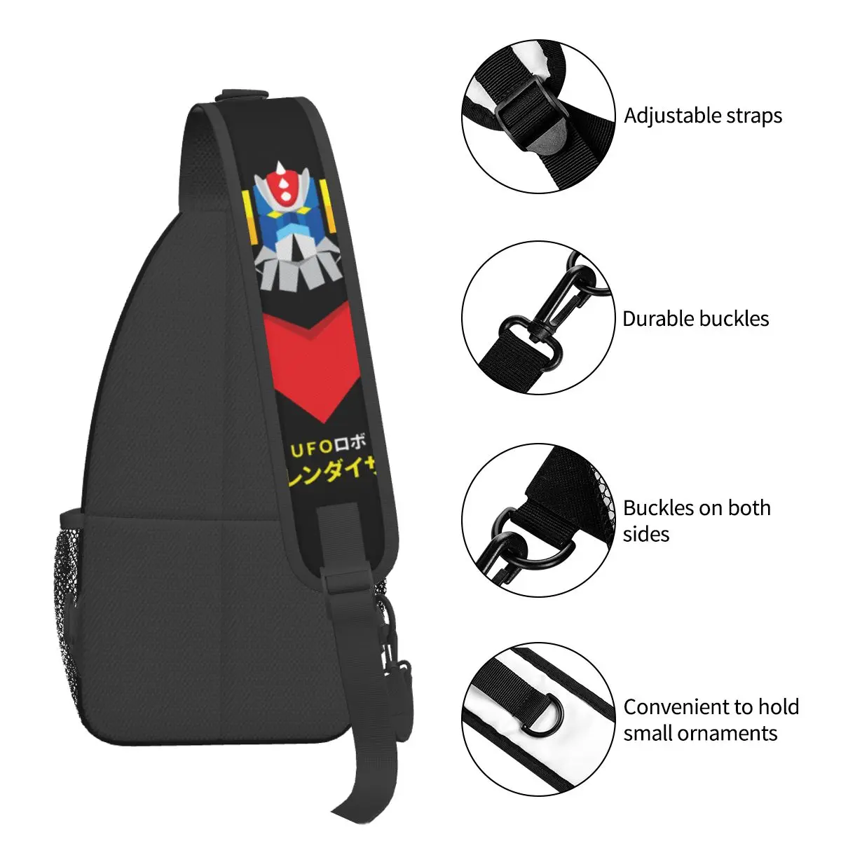 Grendizer Japanese Anime Sling Bags Chest Crossbody Shoulder Sling Backpack Outdoor Sports Daypacks UFO Robot Cool Pack