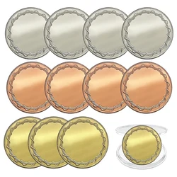 12PCS Blank Challenge-Coin W/Protection Box 1.6 Inch Gold Silver Rose Gold Threaded Edged Engravable Blank Brass Coins