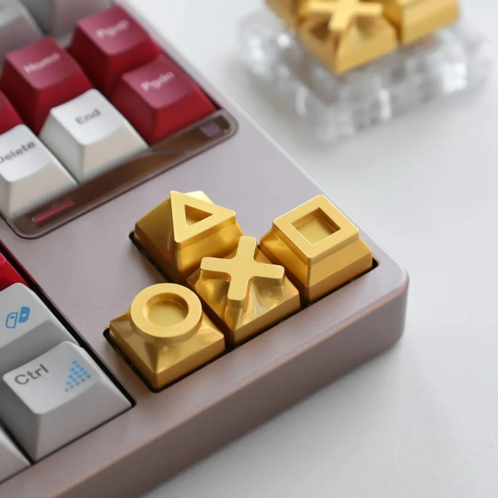Tic Tac Toe Artisan Keycap Golden Zinc Alloy Custom Personalized Keyboard Cap KeyCap for Mechanical Keyboard Accessories Gifts
