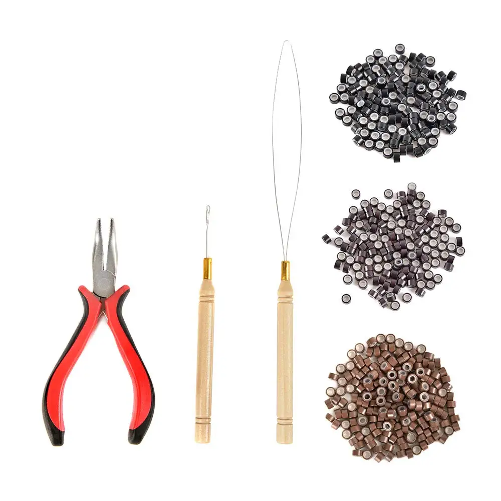 

600Pcs Micro Ring Hair Extension Kit with Pliers, Hook & Bead Tool