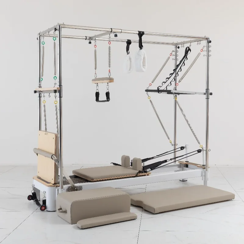 

Professional Pilates Reformer, Aluminum Frame with Converter Board, Sitting Box & Full Trapeze