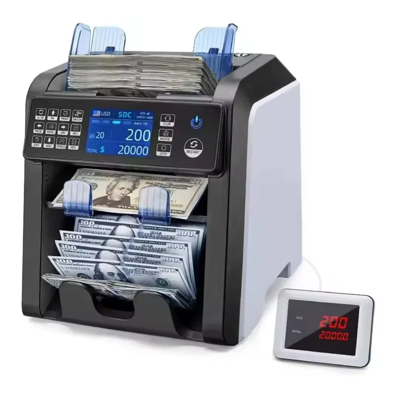 

AL-950 Dual CIS 2 Pocket Currency Discriminator Counter Banknote Detector Money Counting Machine