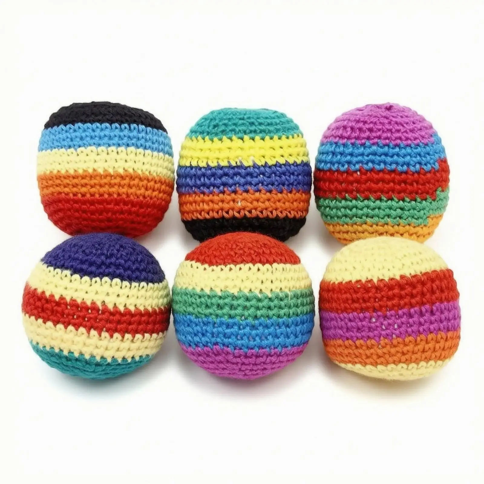 6 Pieces Crochet Footbag Colorful Footbag Soft Crocheted Footbag for Beginners, Adults, Hand Tossing