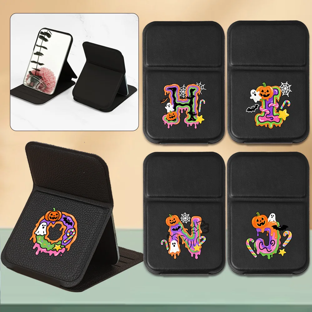 

Desktop Folding Portable Makeup Mirror with Adjustable PU Single Sided Mirror Daily Necessities Beauty Tool Candy Letter Pattern