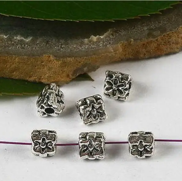 

50pcs dark silver tone flower spacer bead h3355