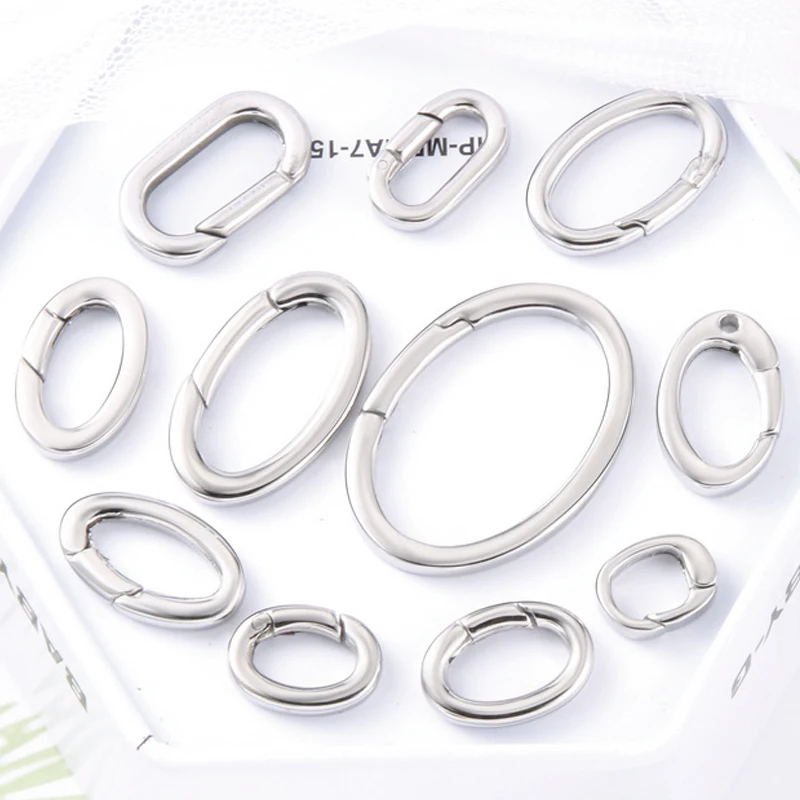 1 Pc Stainless Steel Spring Lobster Clasp Oval Clasp for Keychain Keyring Carabiner Key Holder DIY jewelry No Fade Silver Color