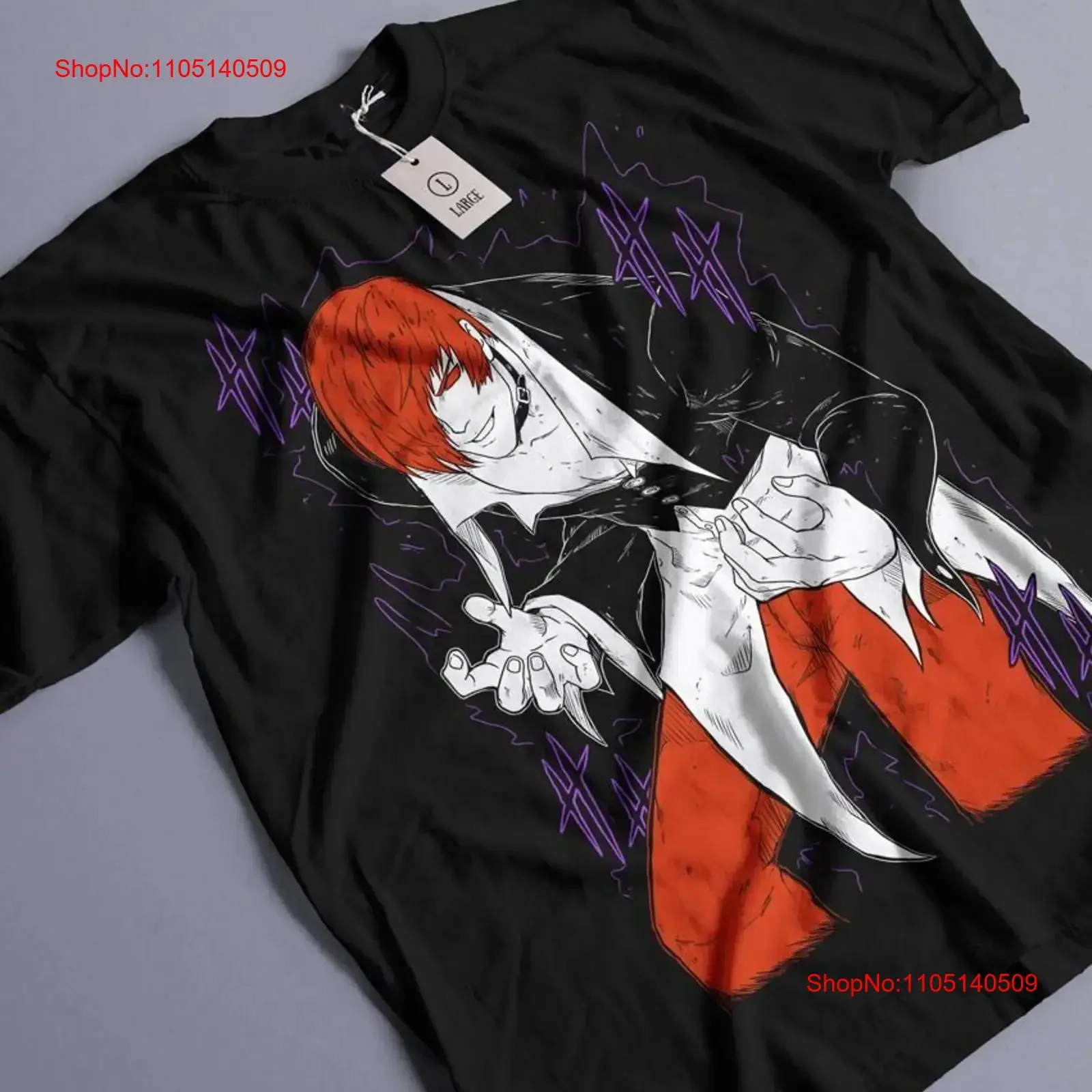 iori King Of Fighters T Shirt Fatal Fury kf2 Anime GifT All Size vintage Washed Stretched streetwear Comfortable Casual Unisex