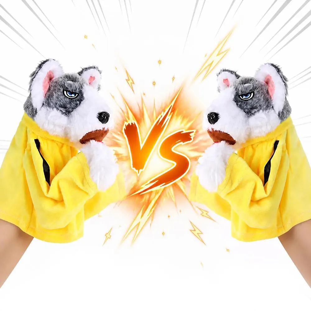 Funny with Sound Boxing Dog Doll Battle Kids Gifts Husky Vocal Hand Puppet Plush Tricky Doll