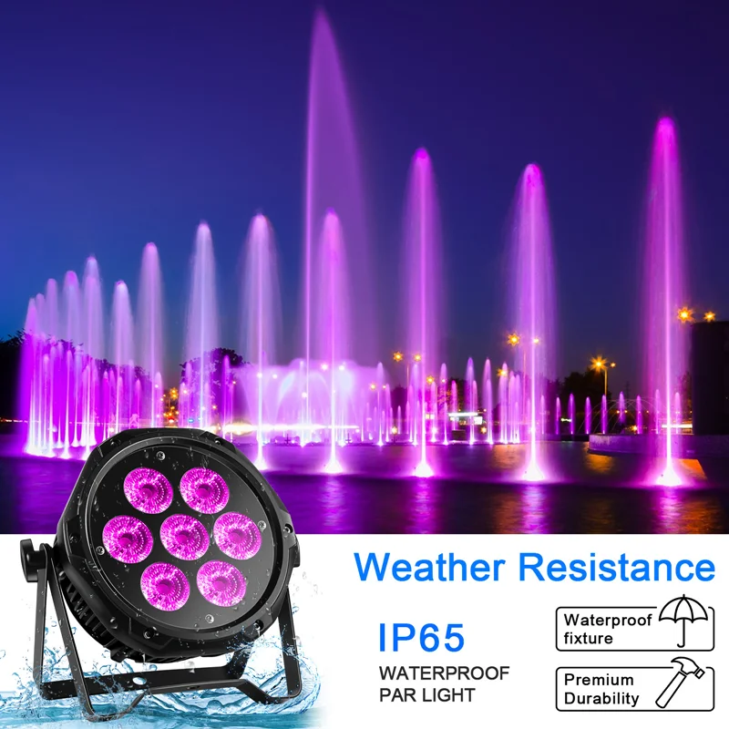 

7x18W Водонепроницаемый светодиодный светильник Par RGBWA + UV 6In1 уличный светодиодный светильник Par DMX512 Светодиодный прожектор KTV Disco Bar Club Party Stage Light