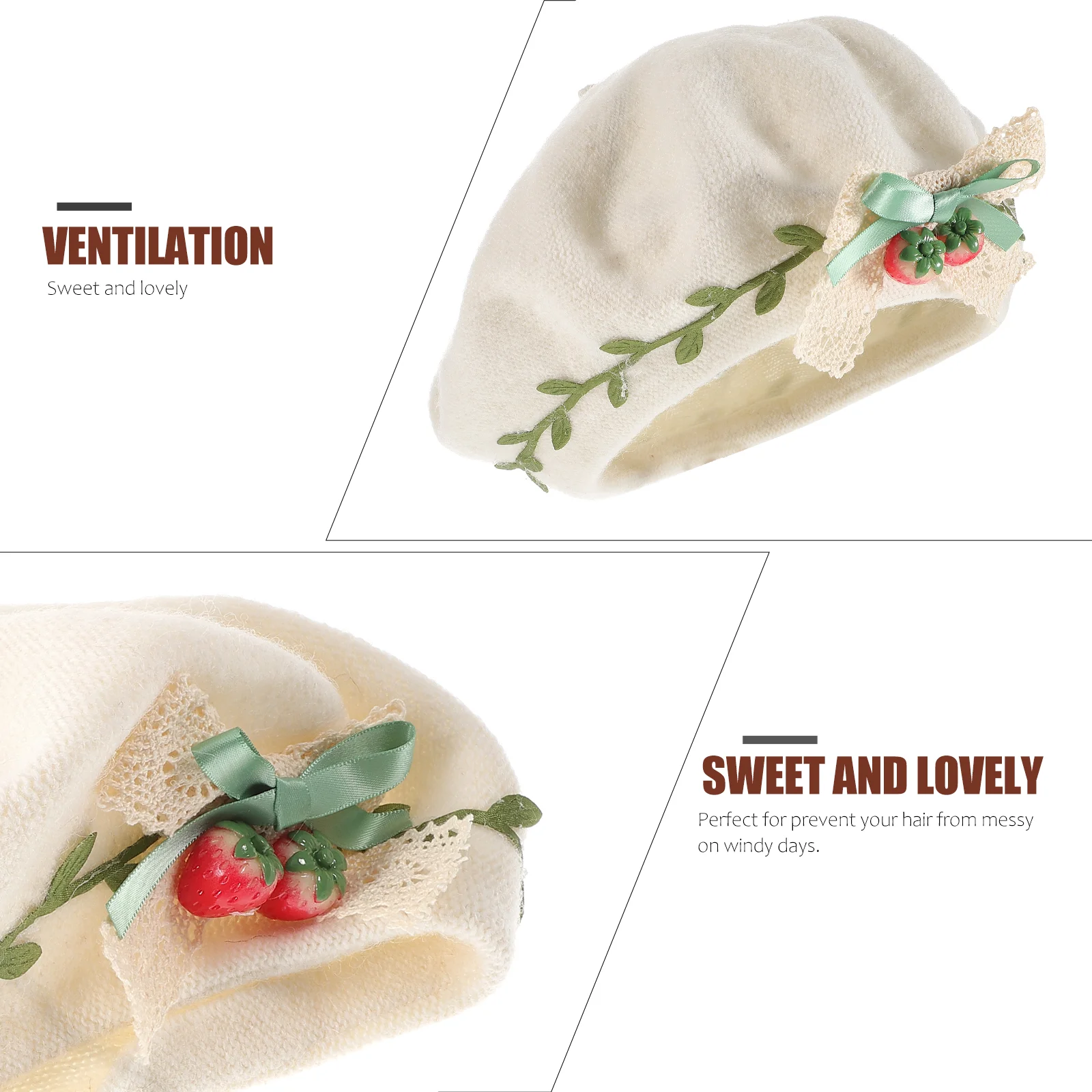 Berets Fashion Hats Wool Kawaii Lolita Accessory Women Strawberry Girls Women's