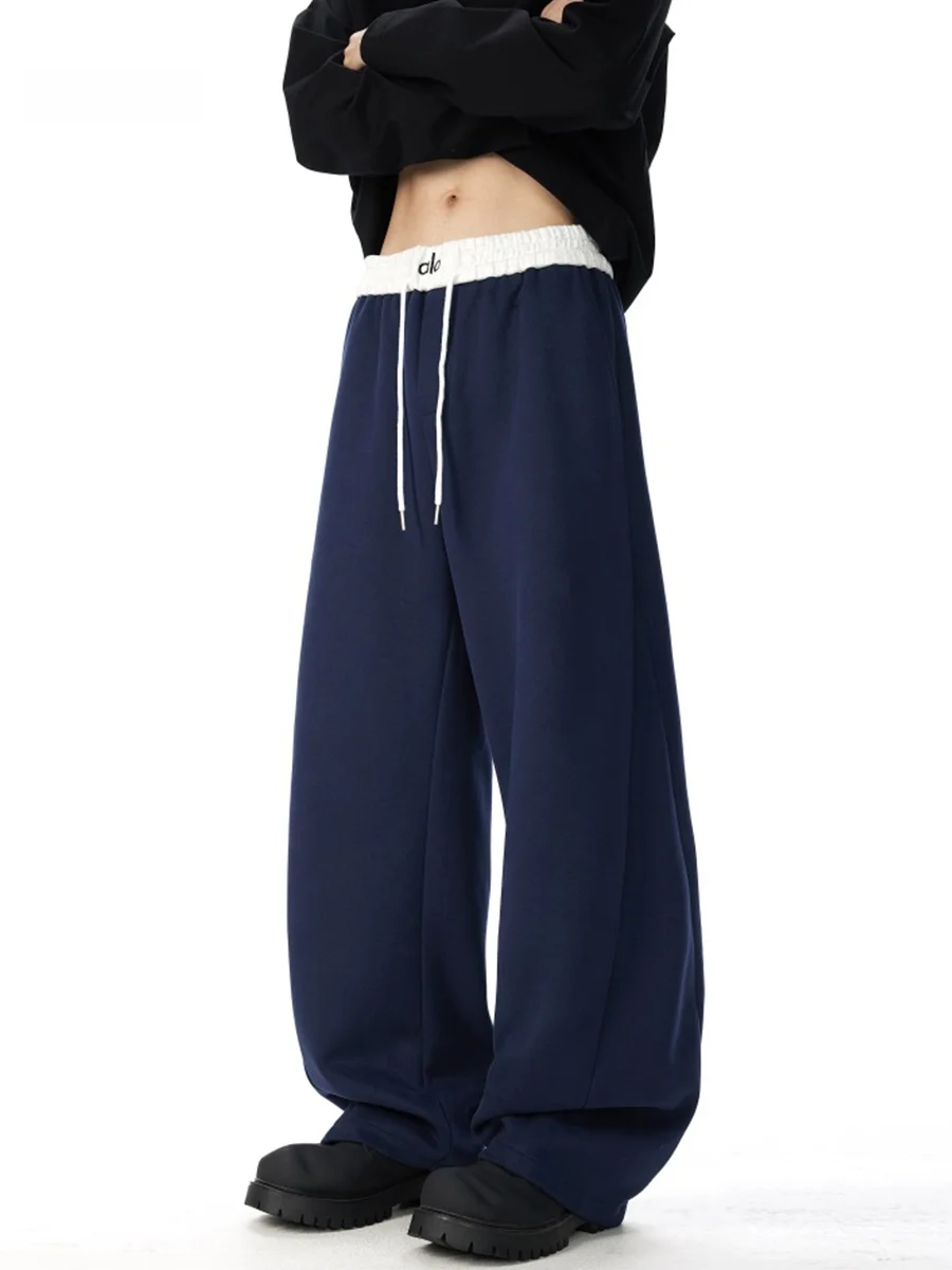 

Мужские повседневные брюки в стиле ретро, американского кроя, с цветными вставками, широкие, свободные, для осени и зимы, в уличном стиле, с эффектом драпировки, CleanFit