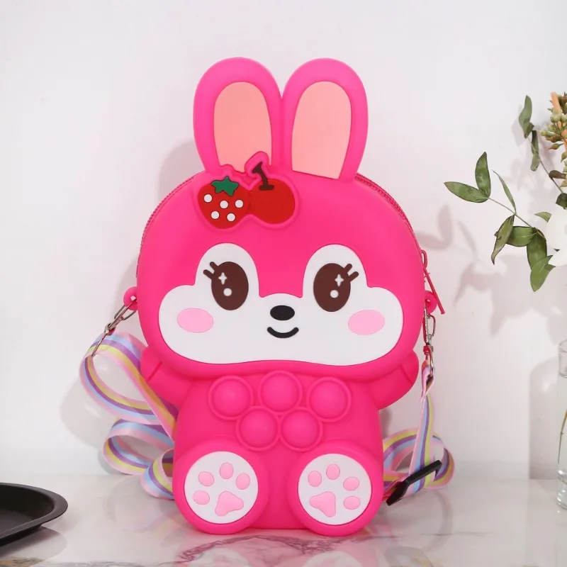 New Silicone Children's Bag Cute Little Rabbit Rainbow Puzzle Pressable Zero Wallet Rat Killer Pioneer