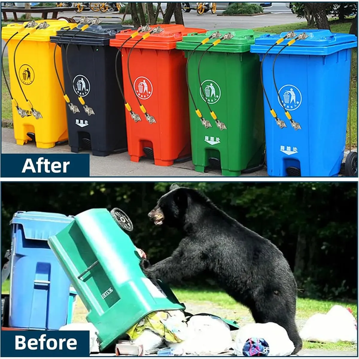 2026 + 4Pcs Trash Can Lid Lock for Animal, Bear Proof Trash Can Locks,Universal Outdoor Heavy Duty Garbage Bin Lock for Raccoon